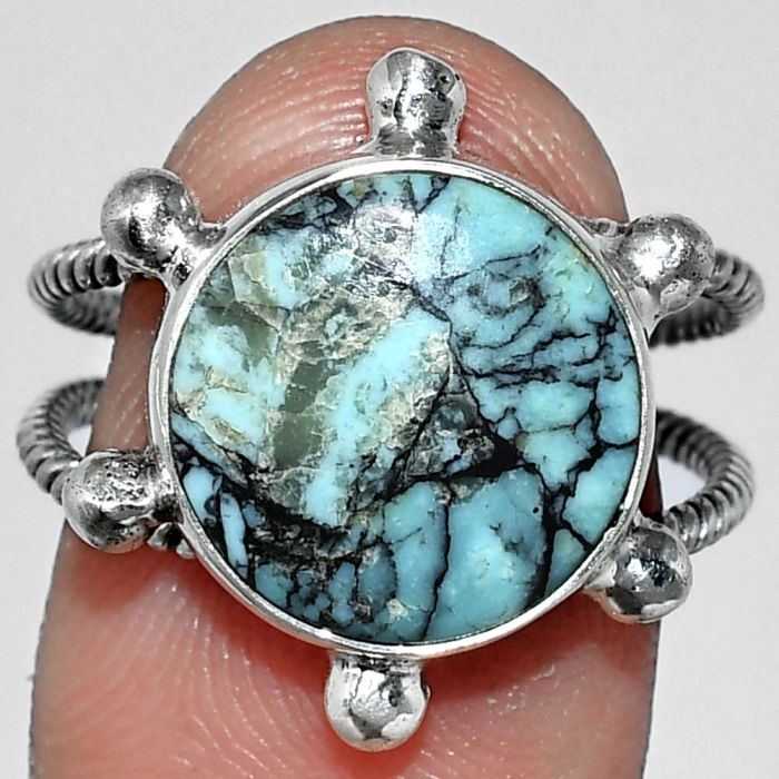 Lucky Charm Tibetan Turquoise Ring size-8 SDR242991 R-1268, 13x13 mm