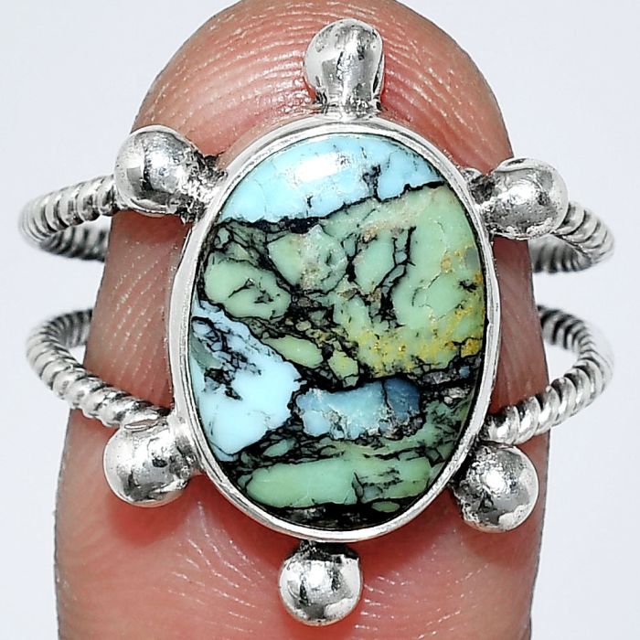 Lucky Charm Tibetan Turquoise Ring size-9 SDR242992 R-1268, 11x14 mm