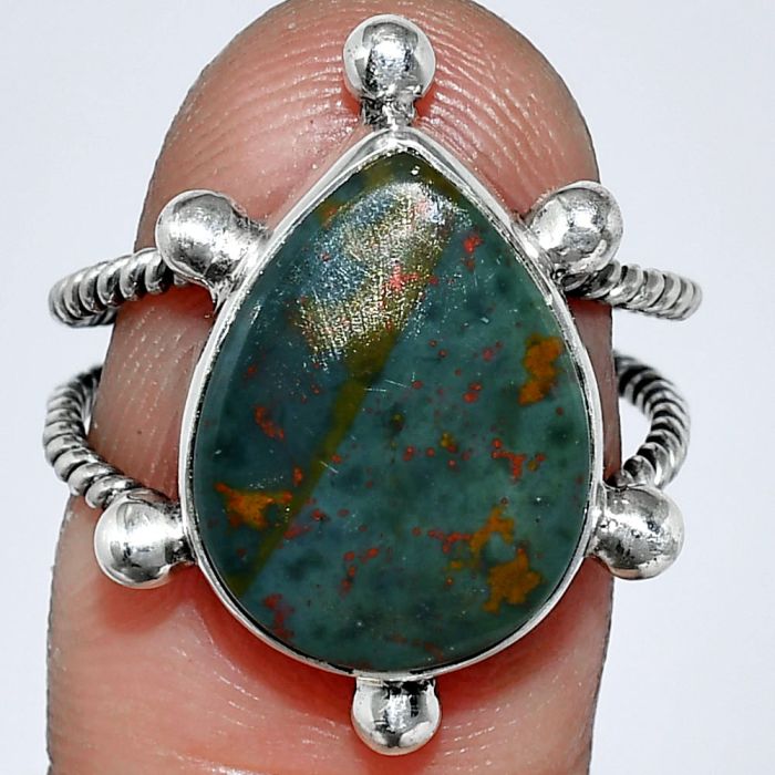 Blood Stone Ring size-8 SDR242993 R-1268, 12x16 mm