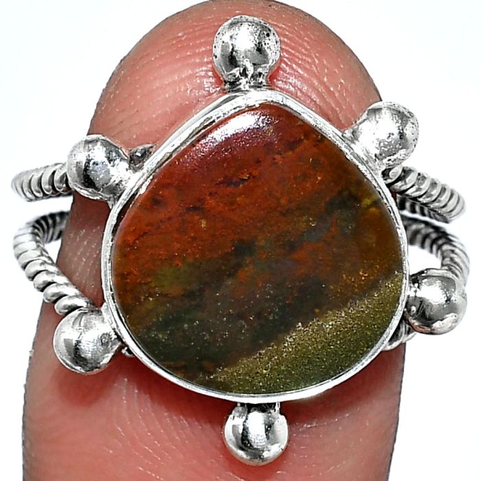 Blood Stone Ring size-9 SDR242995 R-1268, 13x13 mm