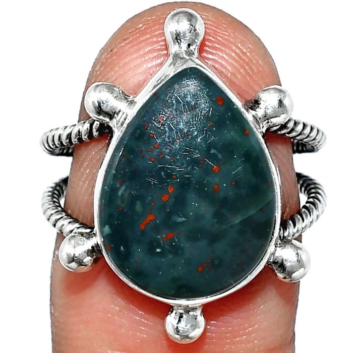 Blood Stone Ring size-7.5 SDR243003 R-1268, 12x16 mm