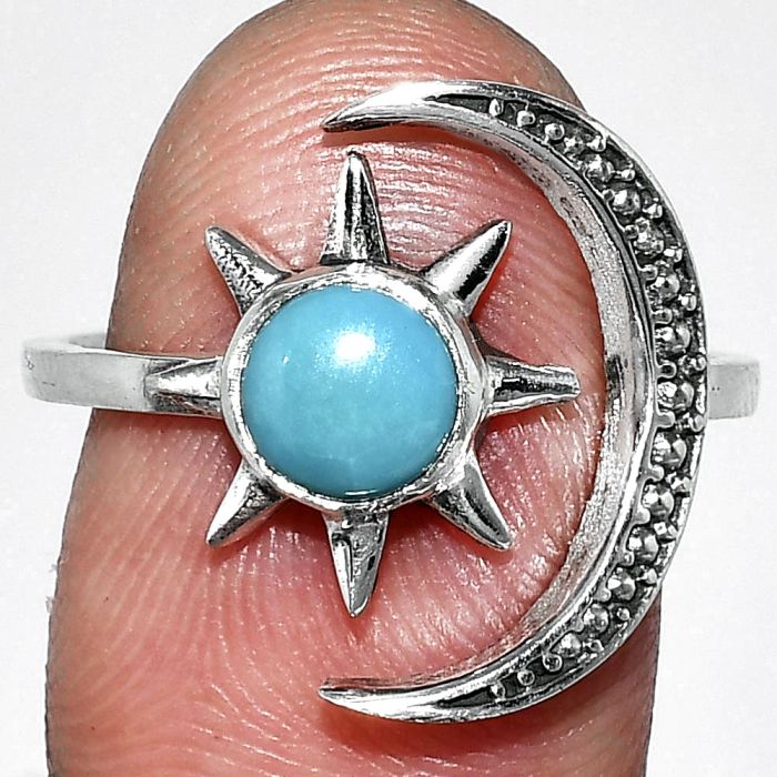 Adjustable Star Moon - Sleeping Beauty Turquoise Ring size-8.5 SDR243026 R-1015, 6x6 mm