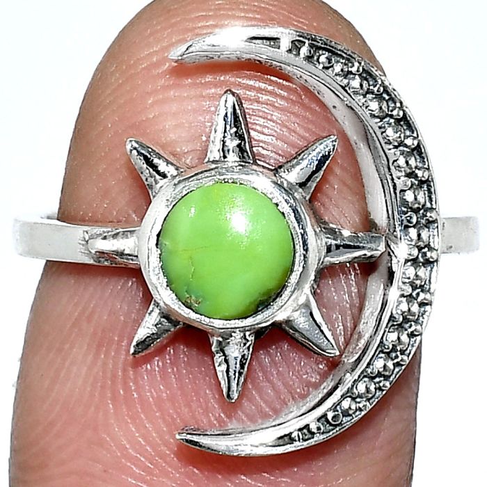 Adjustable Star Moon - Green Mohave Turquoise Ring size-7 SDR243030 R-1015, 6x6 mm