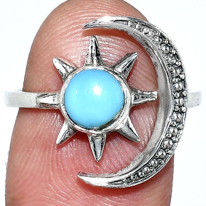 Adjustable Star Moon - Sleeping Beauty Turquoise Ring size-8 SDR243031 R-1015, 6x6 mm