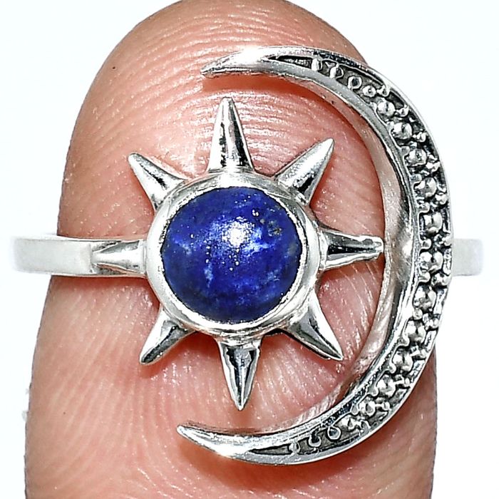 Adjustable Star Moon - Sodalite Ring size-7.5 SDR243032 R-1015, 6x6 mm