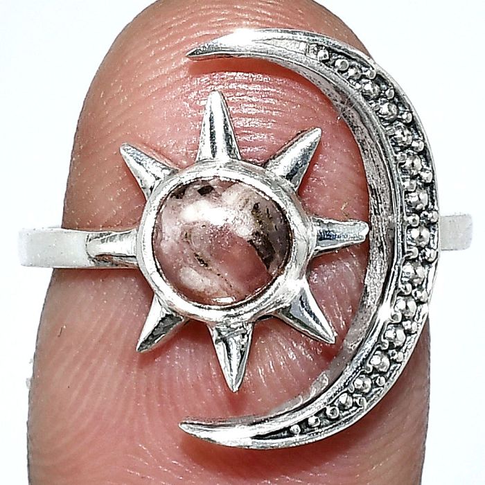 Adjustable Star Moon - Rhodochrosite Argentina Ring size-7 SDR243036 R-1015, 6x6 mm