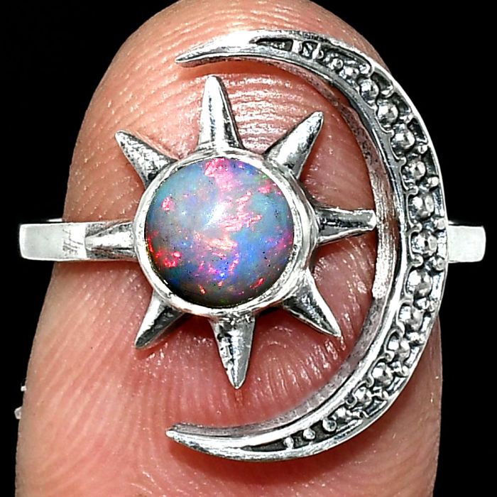 Adjustable Star Moon - Ethiopian Opal Ring size-7 SDR243045 R-1015, 6x6 mm