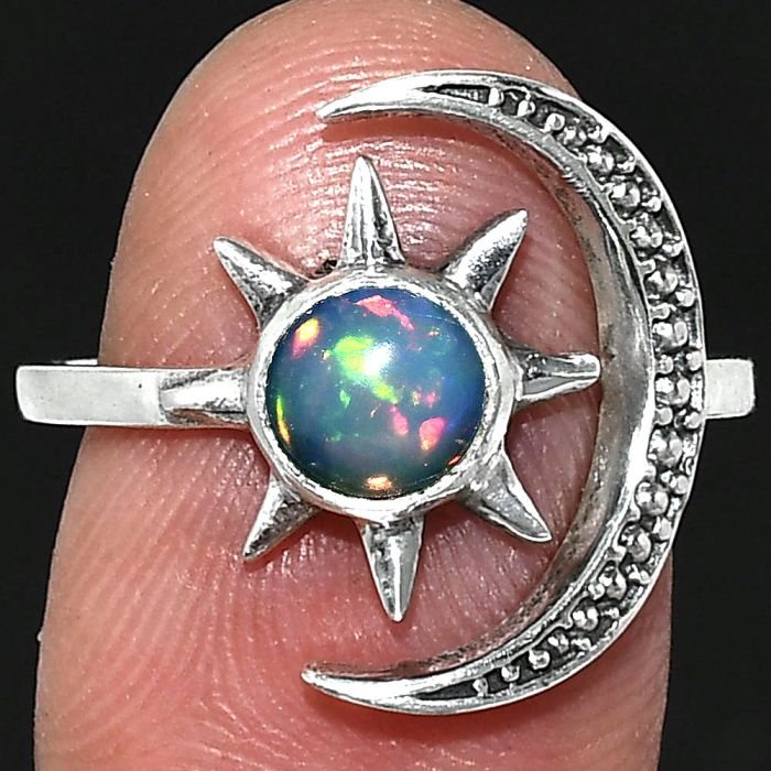 Adjustable Star Moon - Ethiopian Opal Ring size-8 SDR243071 R-1015, 6x6 mm