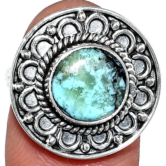 Lucky Charm Tibetan Turquoise Ring size-7 SDR243079 R-1256, 9x9 mm