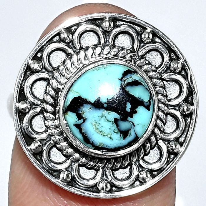 Lucky Charm Tibetan Turquoise Ring size-7.5 SDR243083 R-1256, 9x9 mm