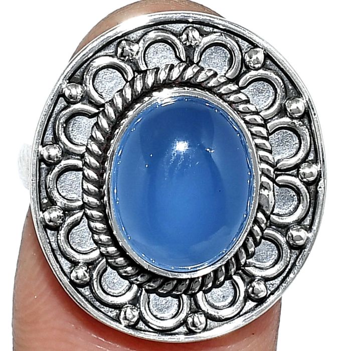 Blue Chalcedony Ring size-7 SDR243084 R-1256, 9x11 mm