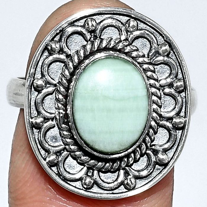 Green Aragonite Ring size-8 SDR243130 R-1256, 8x10 mm