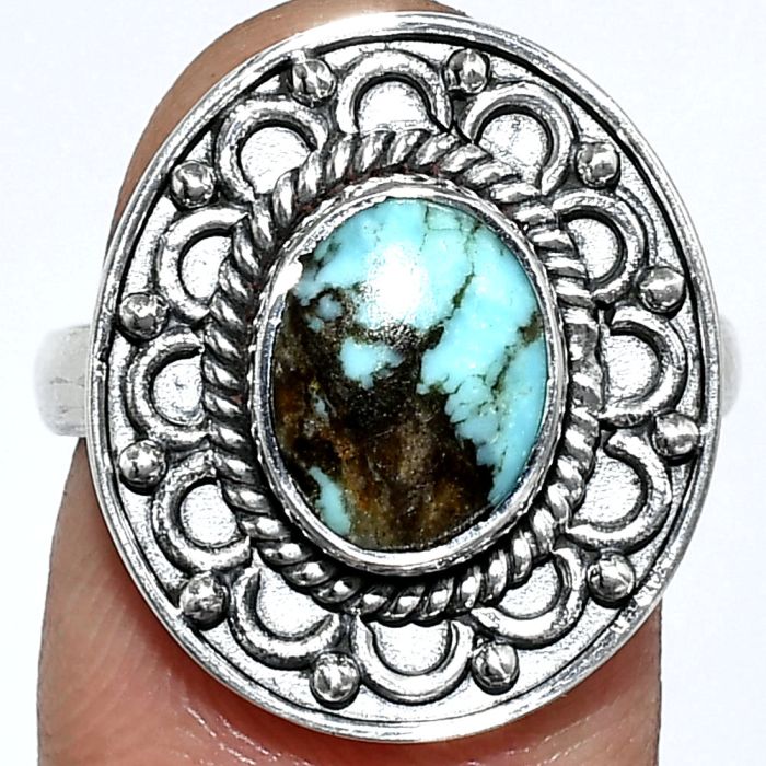 Lucky Charm Tibetan Turquoise Ring size-8 SDR243137 R-1256, 8x10 mm