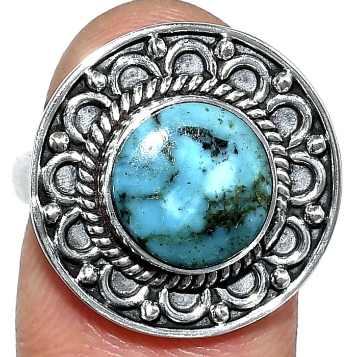 Natural Turquoise Morenci Mine Ring size-7 SDR243144 R-1256, 10x10 mm