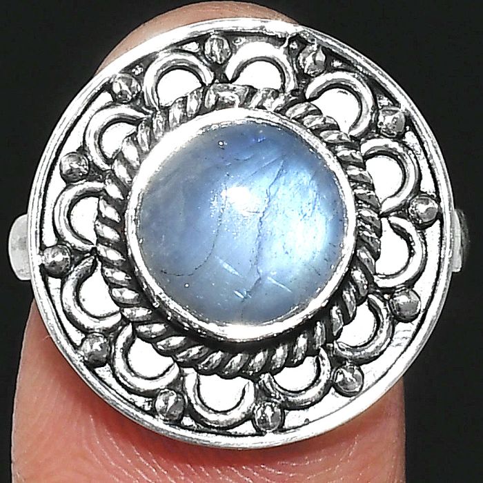 Rainbow Moonstone Ring size-8 SDR243158 R-1256, 9x9 mm