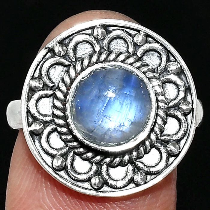 Rainbow Moonstone Ring size-8 SDR243159 R-1256, 8x8 mm