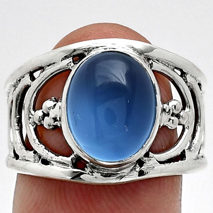 Blue Chalcedony Ring size-8 SDR243169 R-1379, 9x11 mm