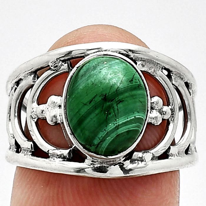 Malachite Eye Ring size-7 SDR243177 R-1379, 8x10 mm