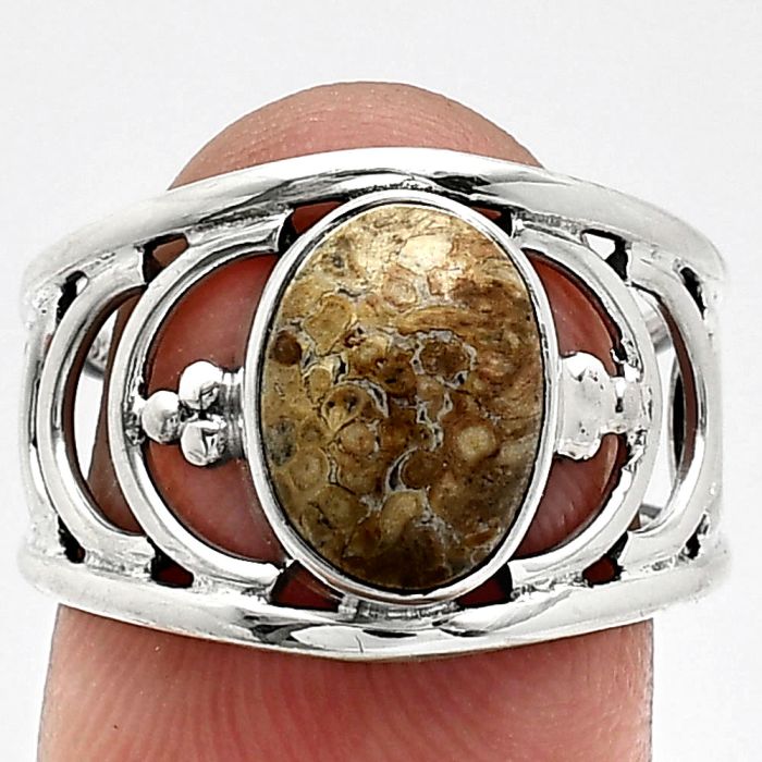 Leopard Skin Jasper Ring size-7.5 SDR243181 R-1379, 8x10 mm