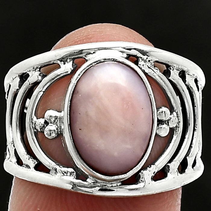 Pink Opal Ring size-7.5 SDR243191 R-1379, 8x12 mm