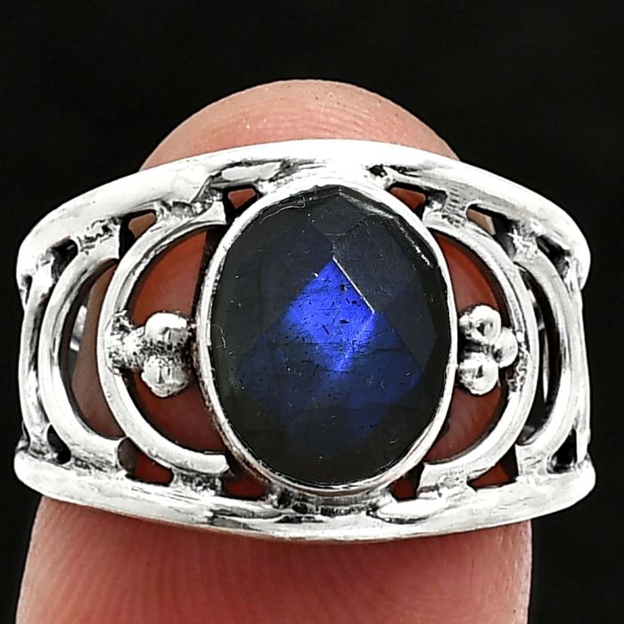 Blue Labradorite Checker Ring size-7 SDR243198 R-1379, 8x10 mm