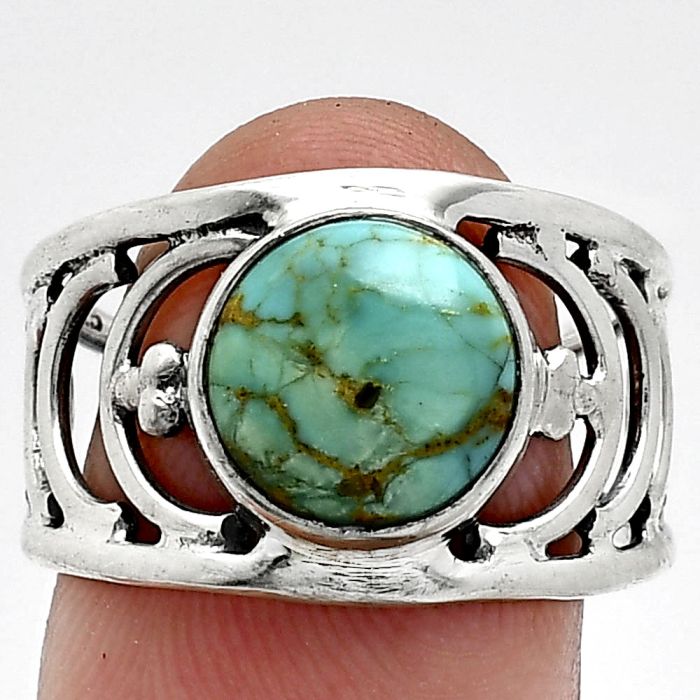 Natural Rare Turquoise Nevada Aztec Mt Ring size-8 SDR243199 R-1379, 10x10 mm