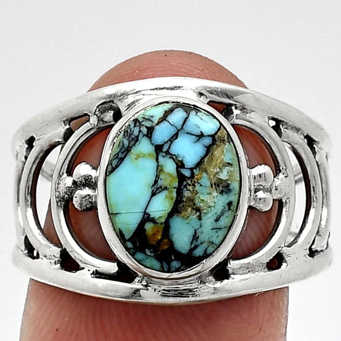 Lucky Charm Tibetan Turquoise Ring size-8 SDR243200 R-1379, 9x11 mm