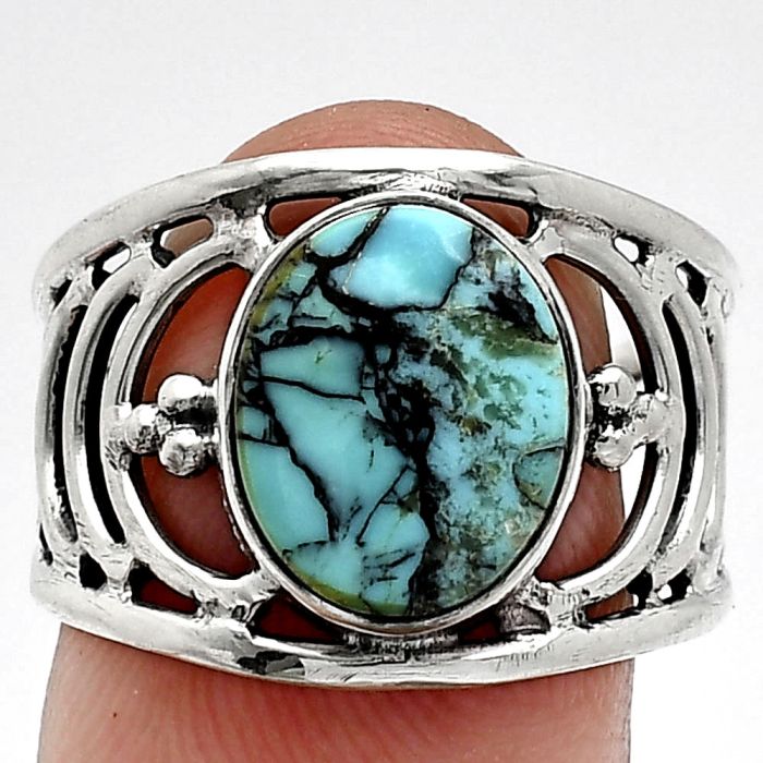 Lucky Charm Tibetan Turquoise Ring size-8 SDR243203 R-1379, 10x12 mm