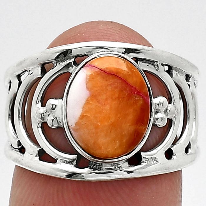 Kingman Orange Dahlia Turquoise Ring size-7 SDR243204 R-1379, 8x10 mm