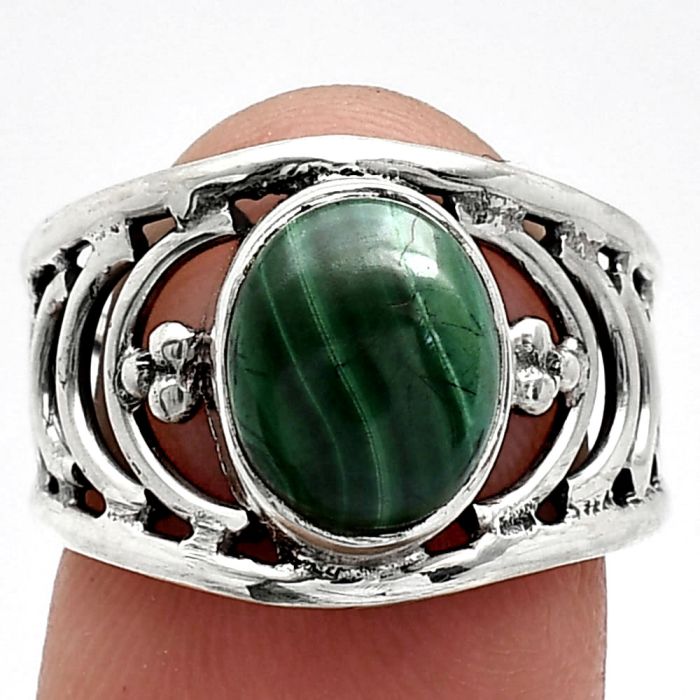 Malachite Eye Ring size-6.5 SDR243206 R-1379, 8x10 mm