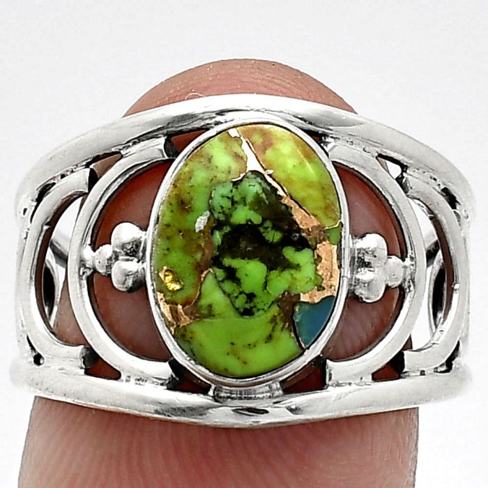 Copper Green Turquoise Ring size-7.5 SDR243211 R-1379, 8x11 mm