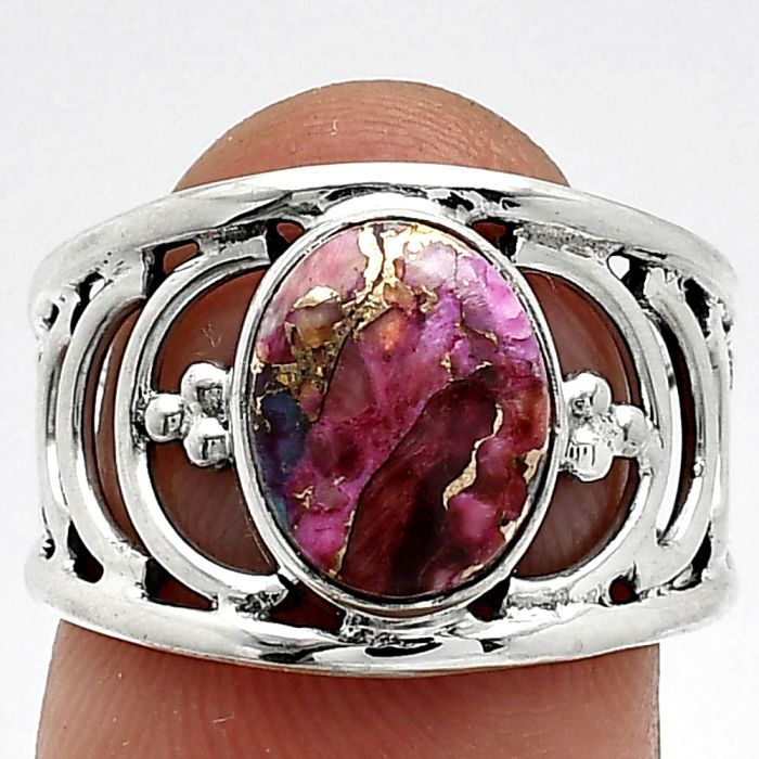 Kingman Pink Dahlia Turquoise Ring size-6.5 SDR243219 R-1379, 8x10 mm