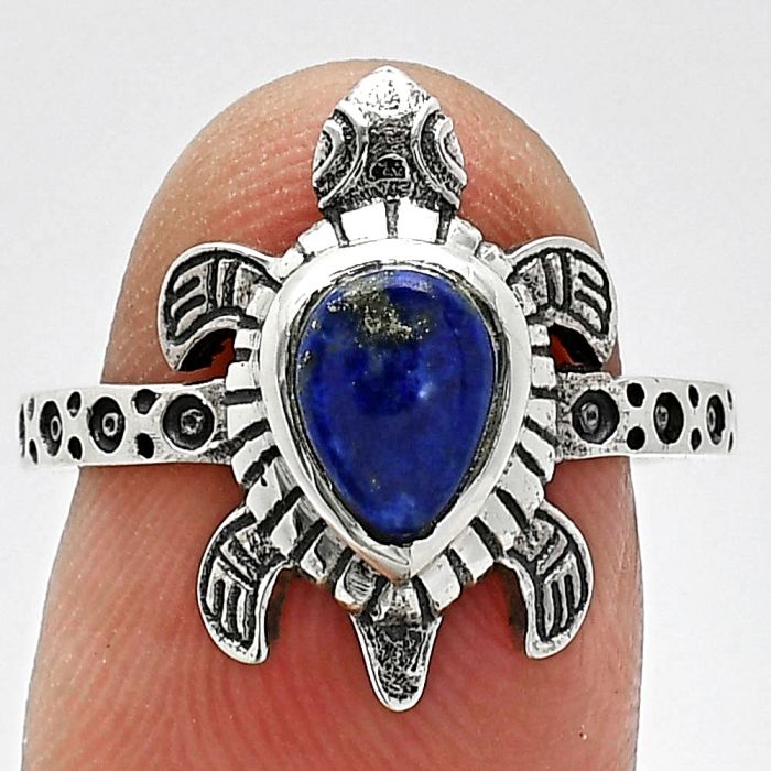 Tortoise - Lapis Lazuli Ring size-8 SDR243237 R-1076, 6x8 mm