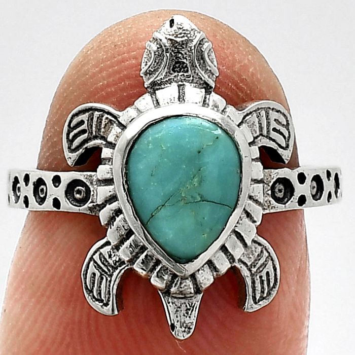 Tortoise - Natural Rare Turquoise Nevada Aztec Mt Ring size-6 SDR243250 R-1076, 6x8 mm