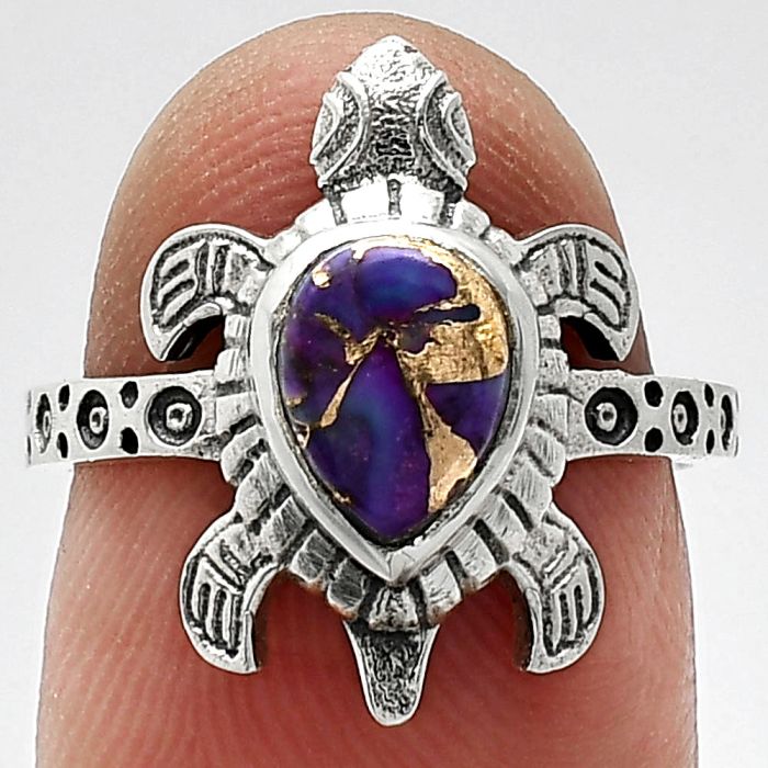 Tortoise - Copper Purple Turquoise Ring size-6 SDR243256 R-1076, 6x8 mm