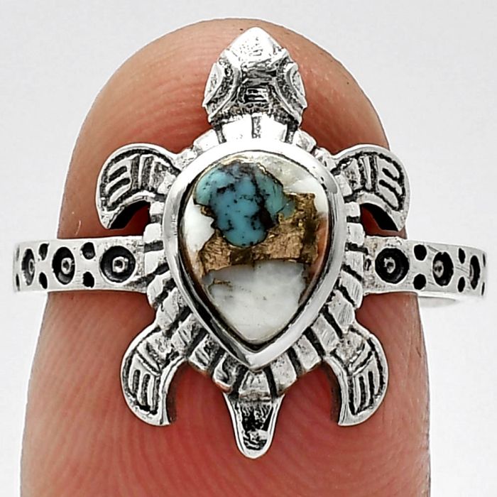 Tortoise - Spiny Oyster Turquoise Ring size-7.5 SDR243263 R-1076, 6x8 mm