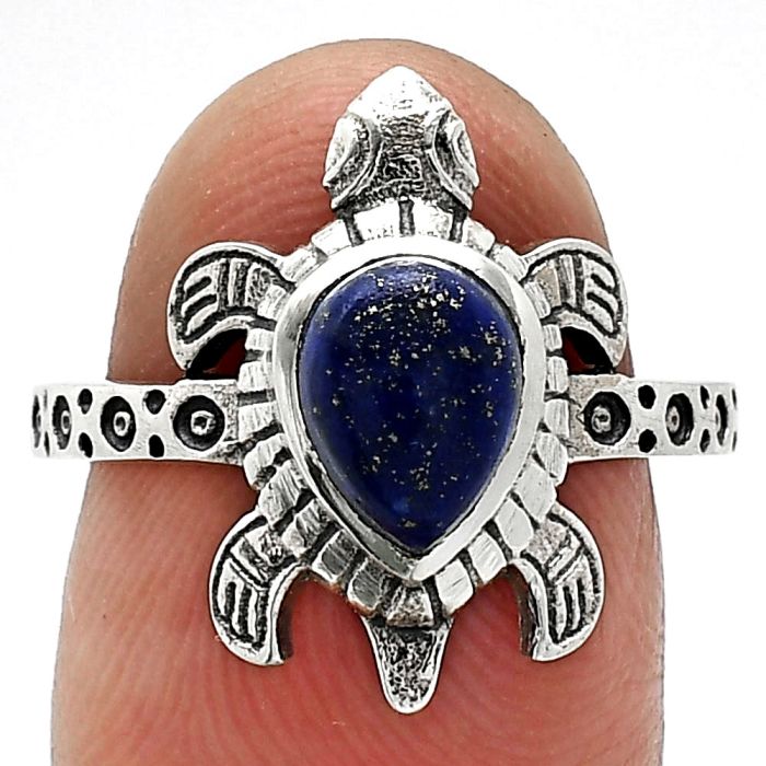 Tortoise - Lapis Lazuli Ring size-7.5 SDR243266 R-1076, 6x8 mm