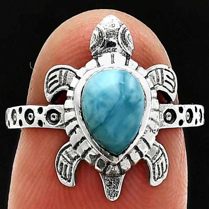 Tortoise - Larimar (Dominican Republic) Ring size-7 SDR243275 R-1076, 6x8 mm