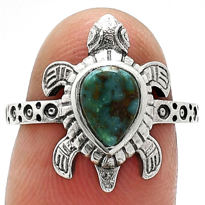 Tortoise - Natural Rare Turquoise Nevada Aztec Mt Ring size-7 SDR243282 R-1076, 6x8 mm