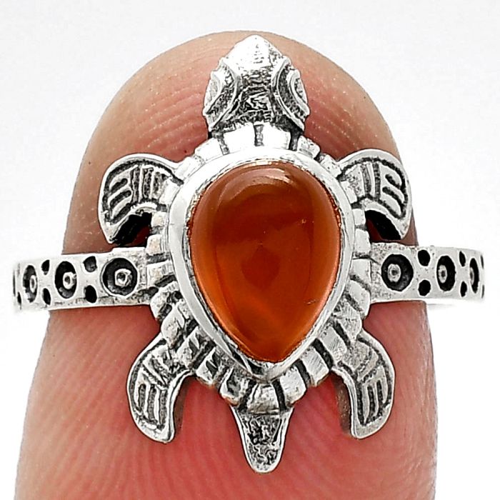 Tortoise - Carnelian Ring size-7 SDR243285 R-1076, 6x8 mm