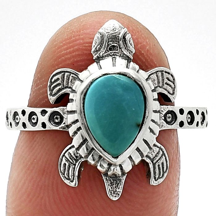 Tortoise - Natural Rare Turquoise Nevada Aztec Mt Ring size-8 SDR243291 R-1076, 6x8 mm