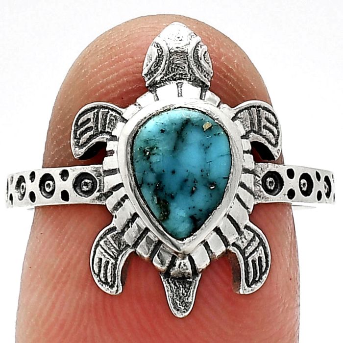 Tortoise - Natural Turquoise Morenci Mine Ring size-8 SDR243295 R-1076, 6x8 mm