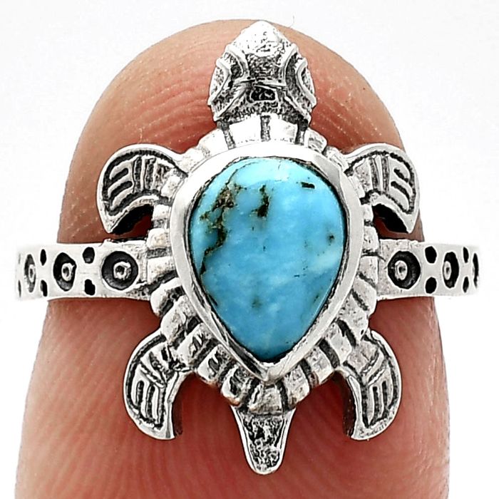 Tortoise - Natural Turquoise Morenci Mine Ring size-6 SDR243312 R-1076, 6x8 mm