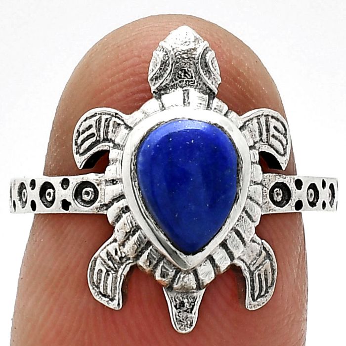 Tortoise - Lapis Lazuli Ring size-7 SDR243322 R-1076, 6x8 mm