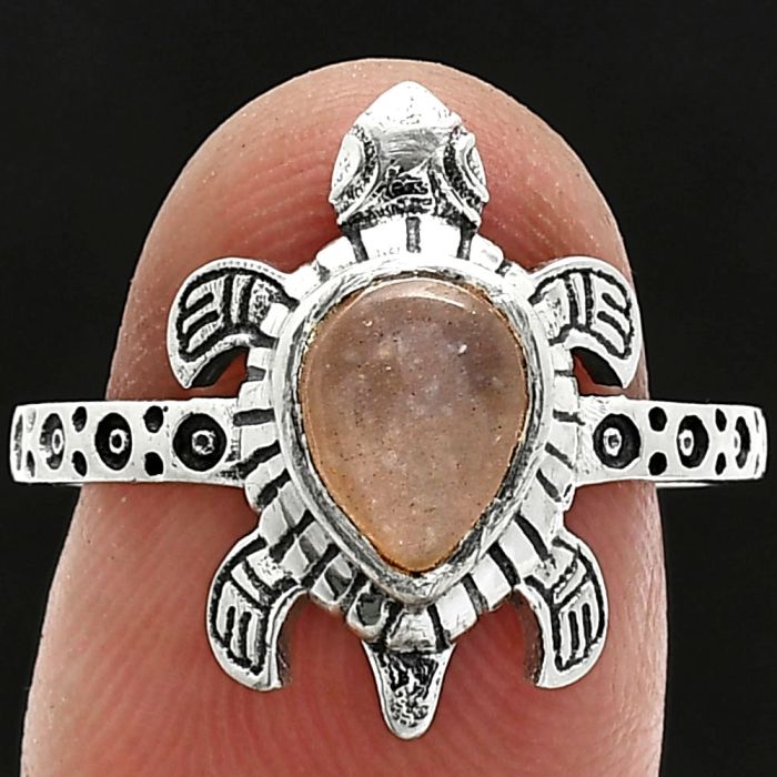 Tortoise - Sunstone Ring size-8.5 SDR243325 R-1076, 6x8 mm