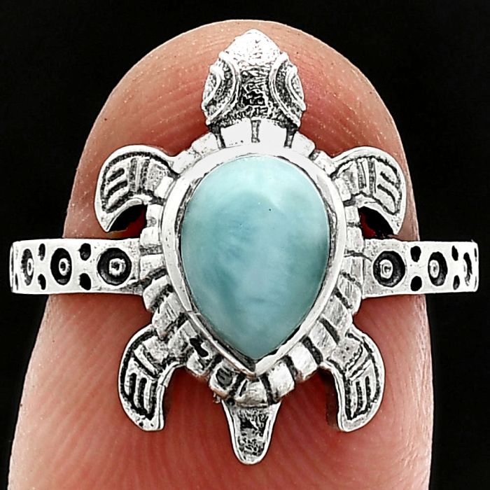 Tortoise - Larimar (Dominican Republic) Ring size-7 SDR243326 R-1076, 6x8 mm