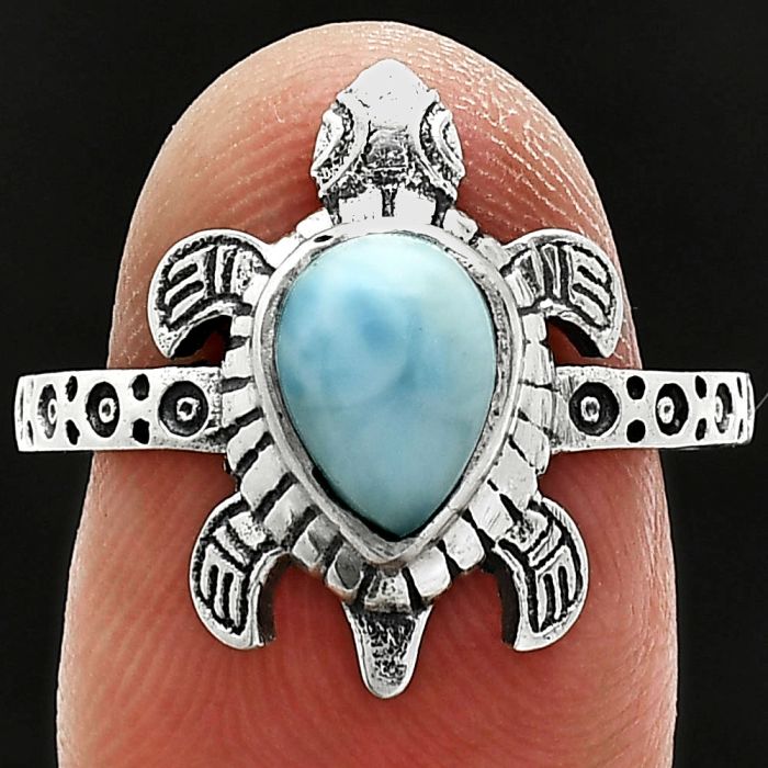 Tortoise - Larimar (Dominican Republic) Ring size-8.5 SDR243328 R-1076, 6x8 mm