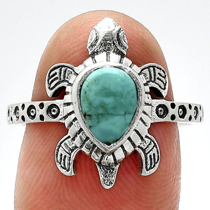 Tortoise - Natural Rare Turquoise Nevada Aztec Mt Ring size-8.5 SDR243330 R-1076, 6x8 mm