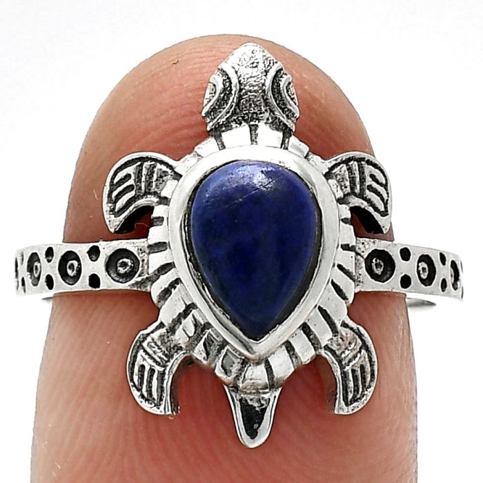 Tortoise - Lapis Lazuli Ring size-7.5 SDR243332 R-1076, 6x8 mm