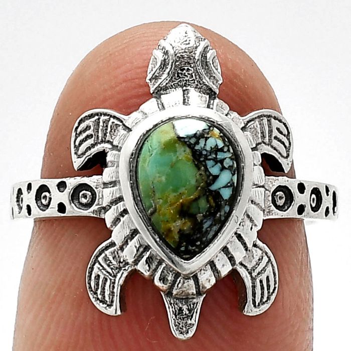 Tortoise - Lucky Charm Tibetan Turquoise Ring size-6 SDR243334 R-1076, 6x8 mm